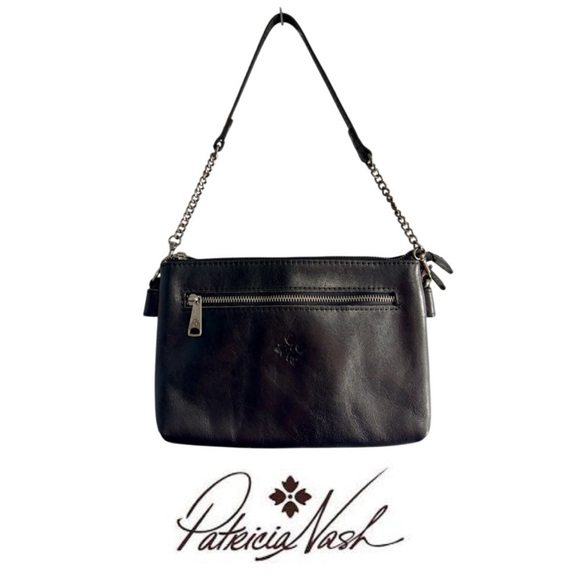 Patricia Nash Handbags - 🛑SOLD🛑 Patricia Nash Black Leather Shoulder Bag with Chain Strap